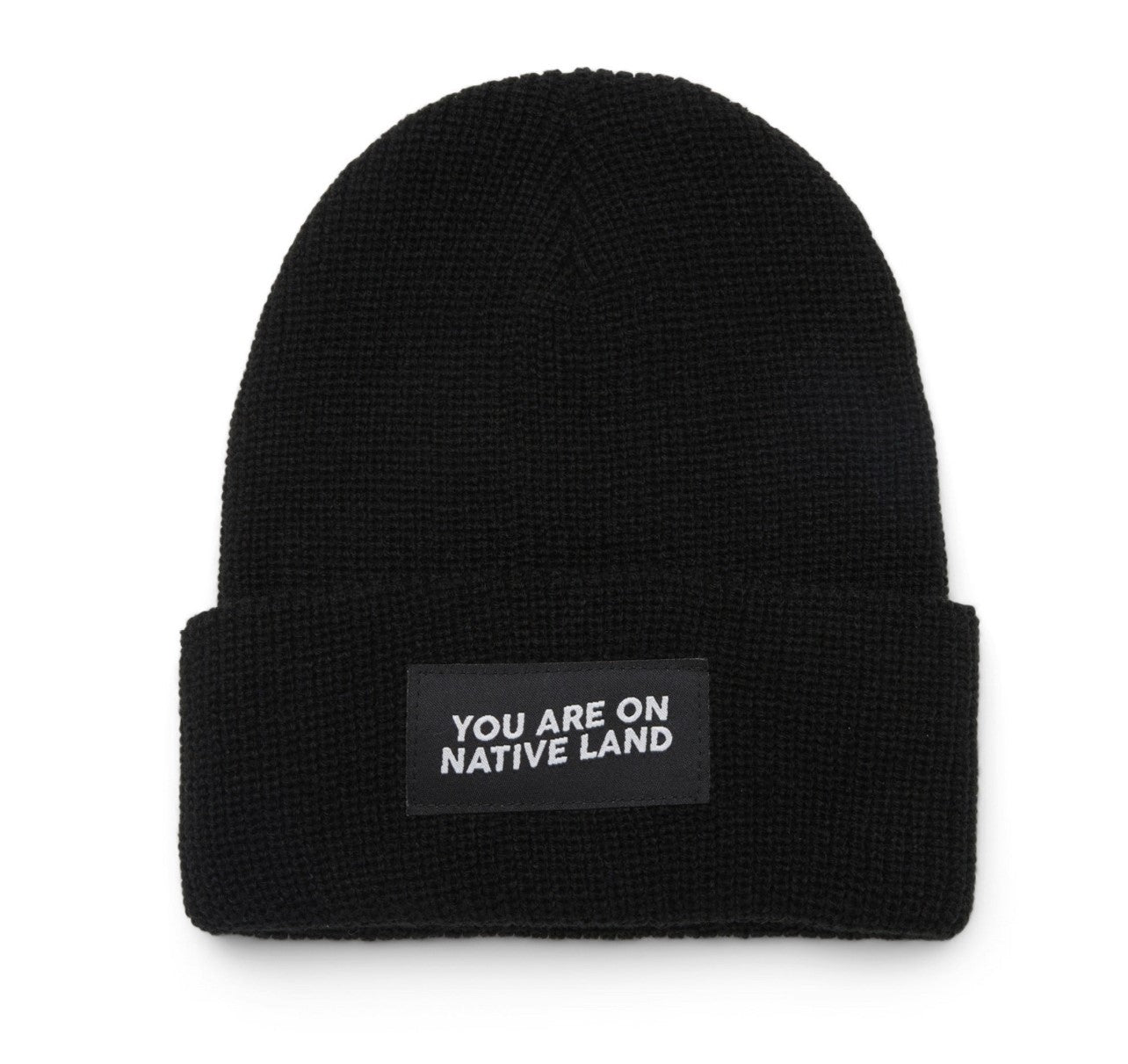 'YOU ARE ON NATIVE LAND' RIBBED BEANIE