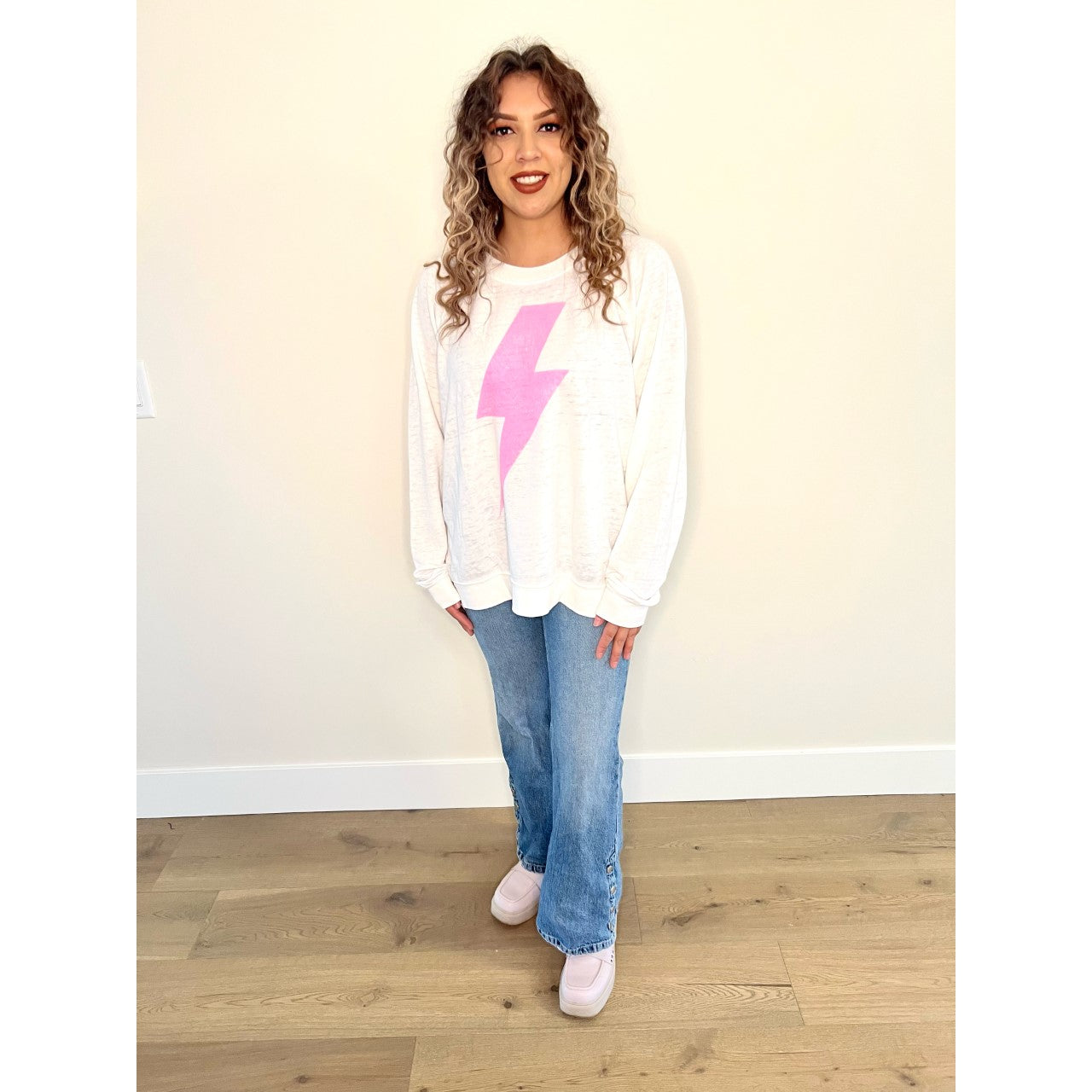 ACDC Pink Bolt Long Sleeve Sweater