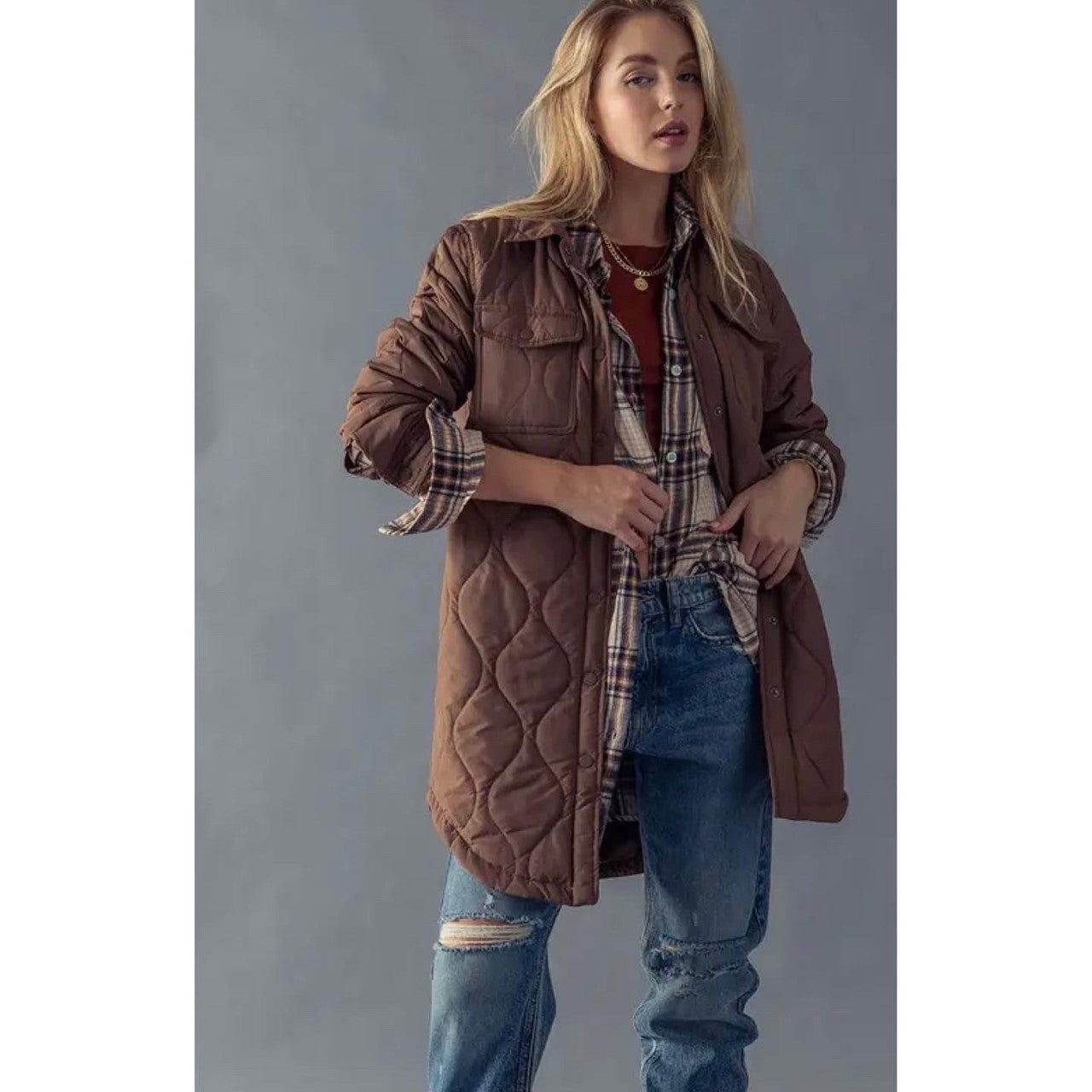 Wave Quilted Puffer Long Jacket