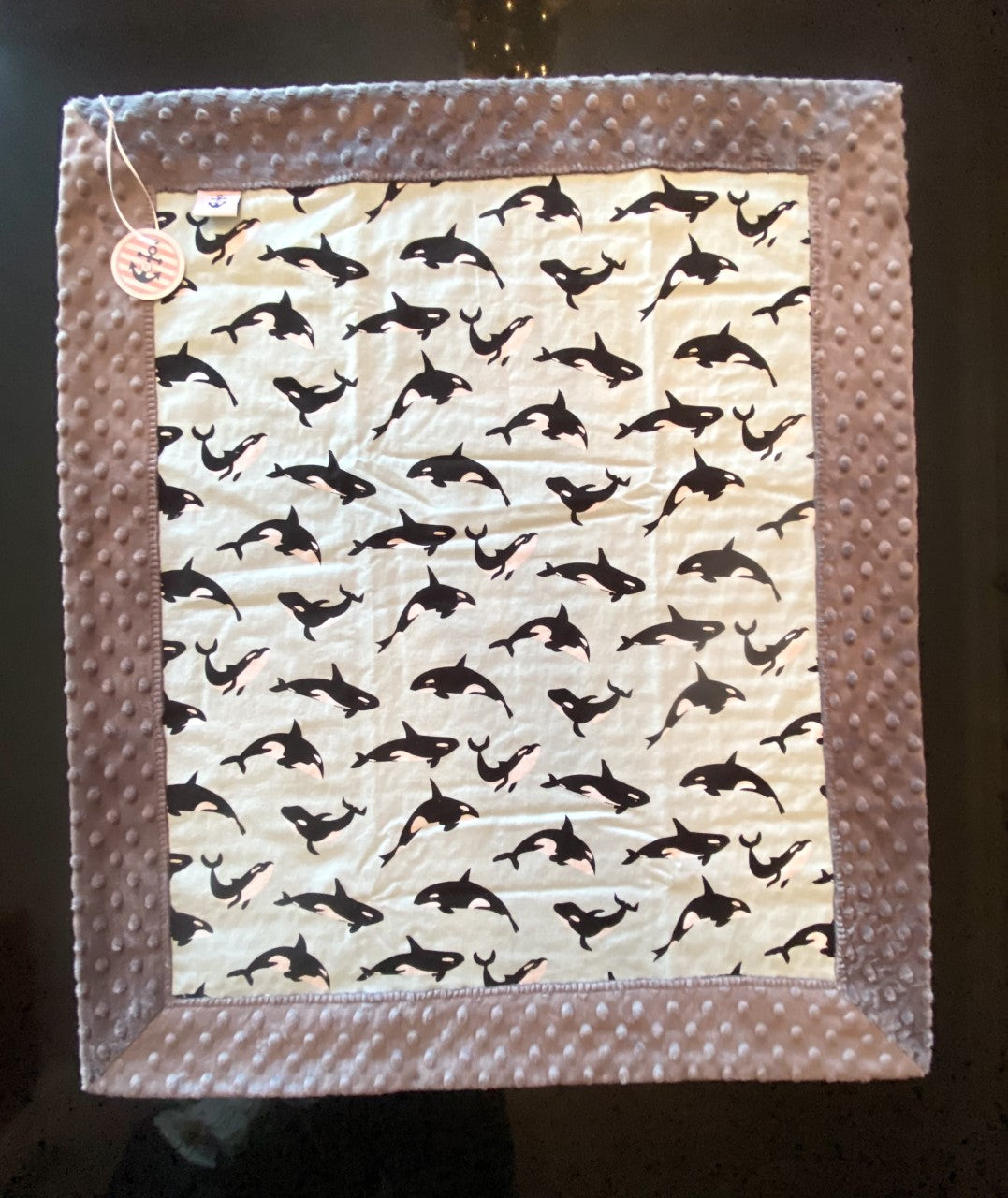 Handmade Minky Baby Blanket - Orcas