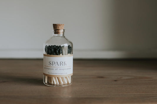 SPARK | Black Tip Matches & Apothecary Jar